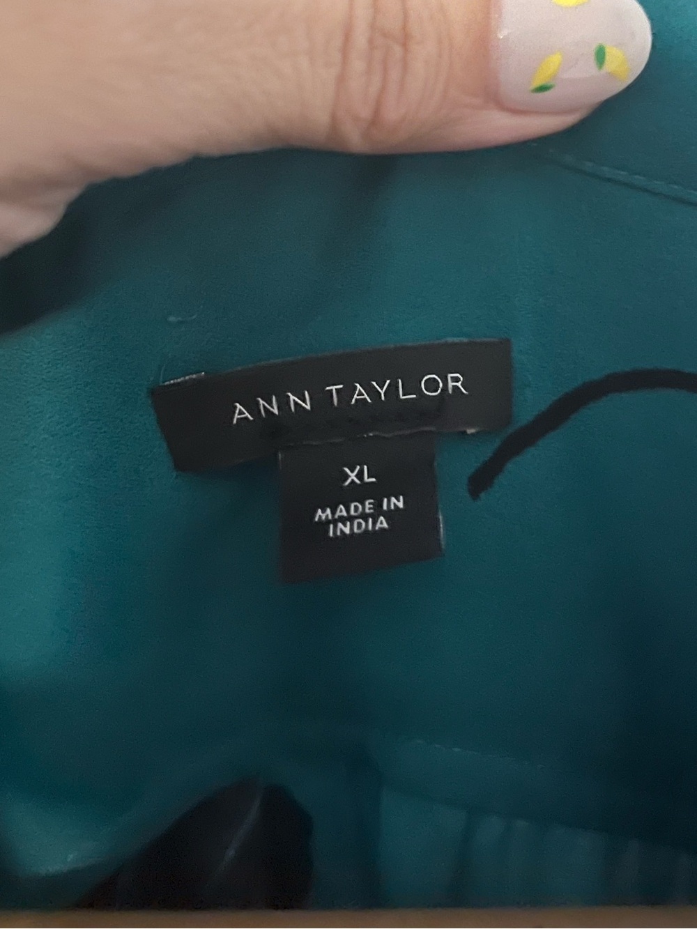 Ann Taylor Teal Blouse with Black Floral Print - Picture 3 of 5